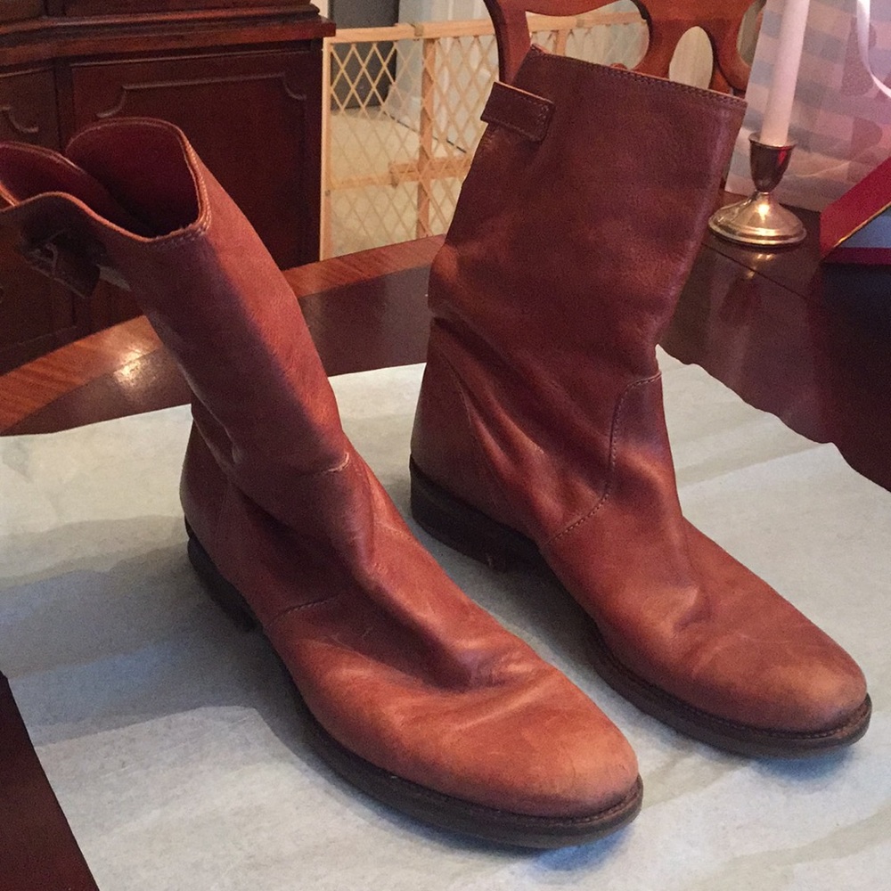 Brown distressed boots